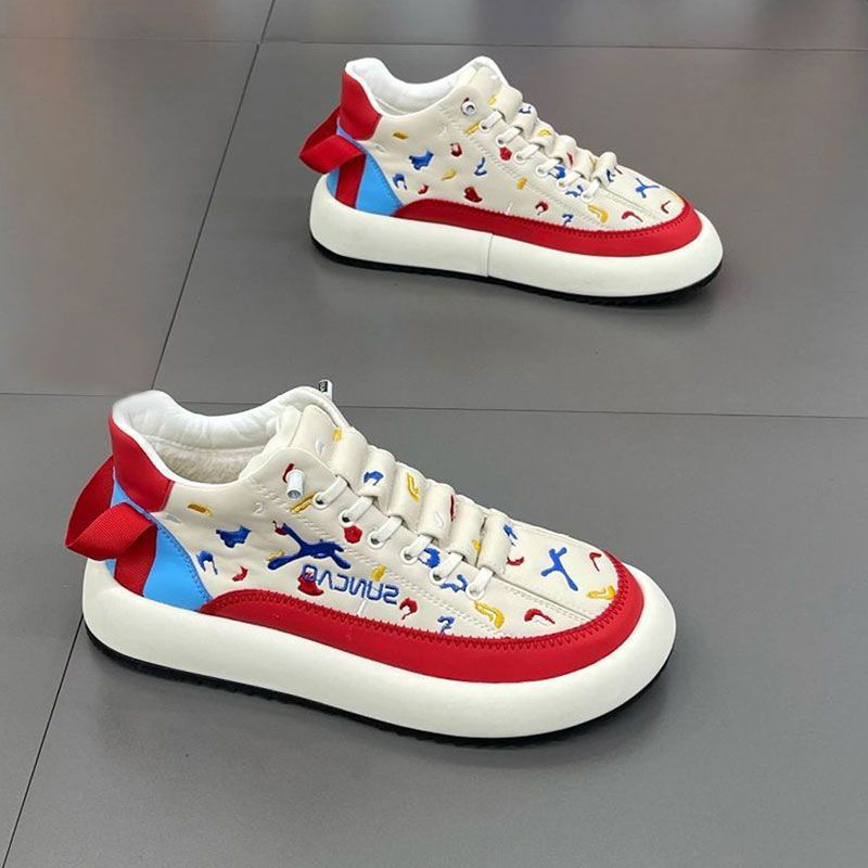Loafers Men Women Chunky Sneakers Fashion Casual Microfiber Leather Down Upper Height Increased Flat Platform Couple Board Shoes, White red
Loafers Men Women Chunky Sneakers Fashion Casual Microfiber Leather Down Upper Height Increased Flat Platform Couple Board Shoes, White red