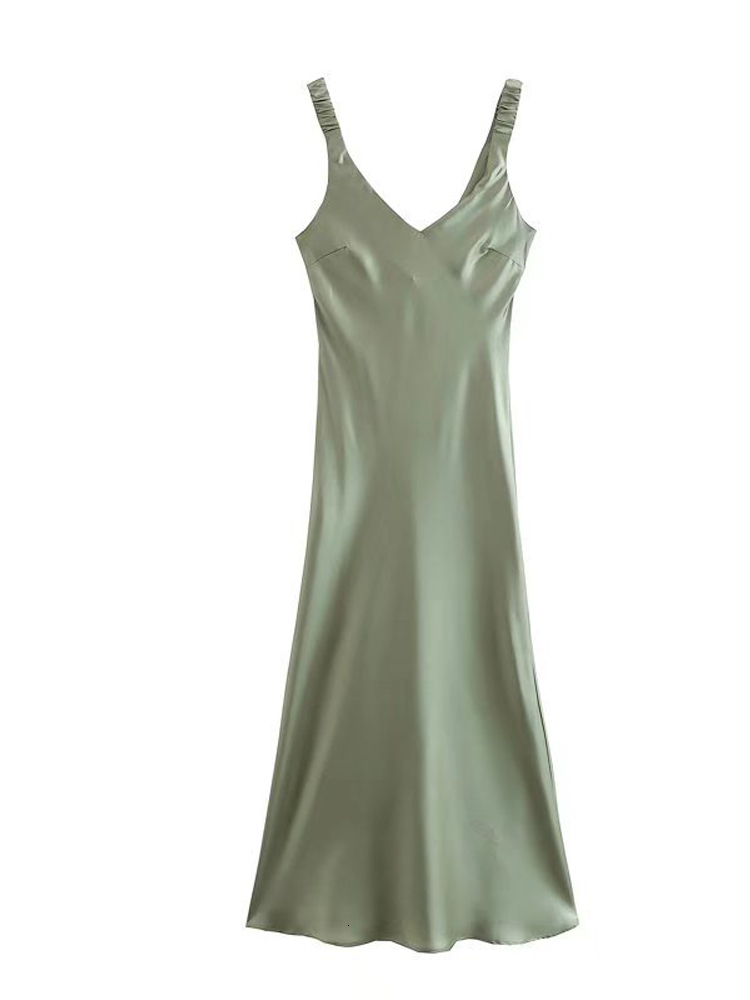 Party Dresses Green Camis Satin Long Dresses Women Fashion Vintage Sleeveless Slip Maxi Dress Summer Female Backless Sexy Party Midi Robe 230314