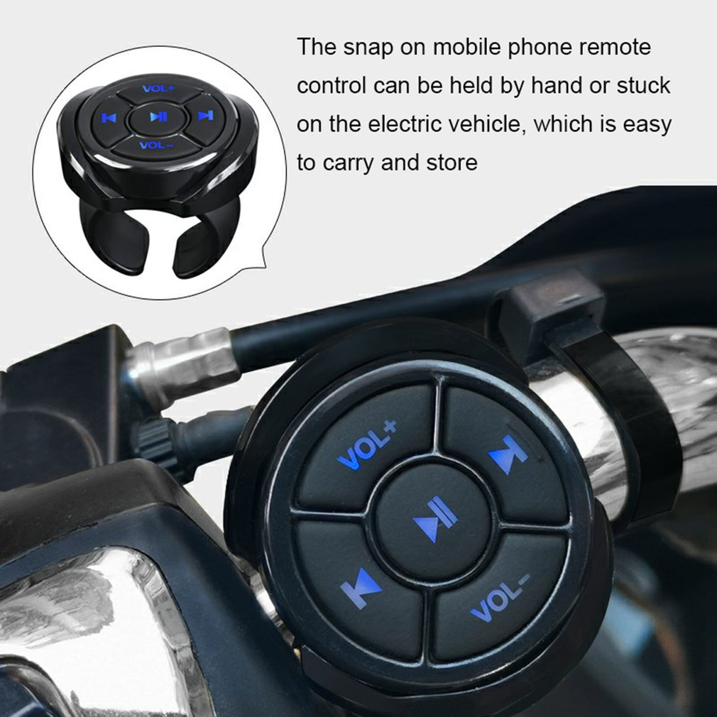 Wireless Bluetooth Media Button Remote Controller Car Motorcycle Bike Steering Wheel MP3 Music Play For IOS Android Phone Tablet