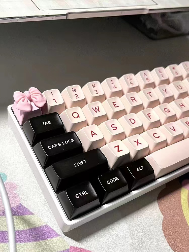 New Bowknot Cute Esc Keycap Oem Kawaii Pink White Keycaps Girl Woman for Profile Cherry Mx Switch Mechanical Keyboard