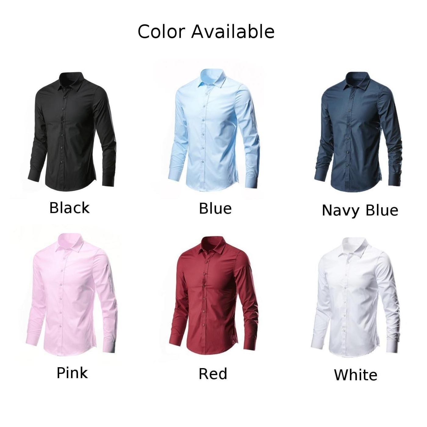 Men's Casual Shirts Men's Business Casual Long Sleeved Shirt Classic Fit White Blue Black Smart Male Social Dress Shirts For Plus Premium Sh