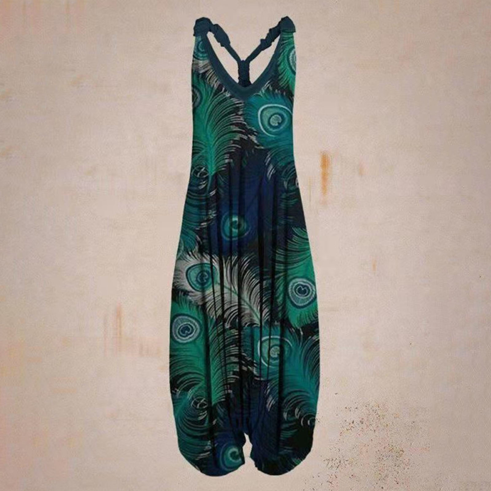 Women's Jumpsuits Rompers Vintage Womens Summer Playsuit Romper Jumpsuit Ladies Sleeveless Casual Floral Print Elegant High Waist Jumpsuits 23031