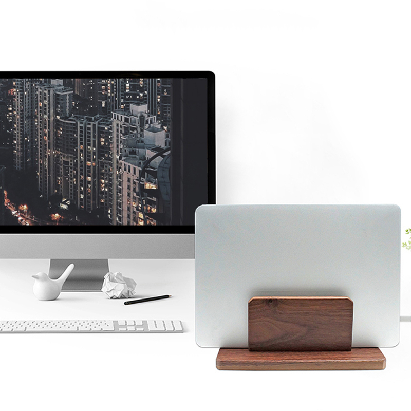 Wooden Vertical Laptop Stand Holder Notebook Tablet Station Support For Macbook Air Pro PC