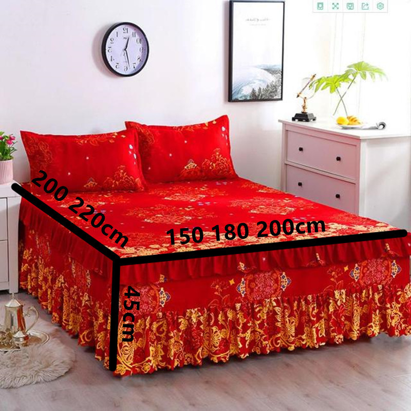 Bed Skirt Bed Skirt thin Without Pillowcase Flower Printed Fitted Bed Sheet Comfortable Bedsheet King Queen Bedspread Mattress Cover 230314
