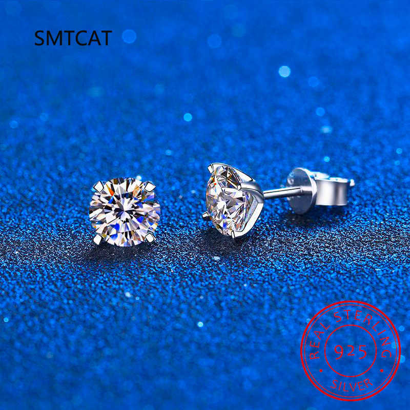 Charm Certified 2ct D Color Moissanite Studs Earrings for Women White Gold S Sterg Sier Brilliant Lab Dia Earring AA230311