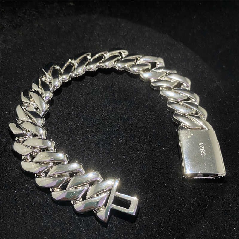 bracelet necklace mossanite Miami Iced Out Moissanite Diamond Cuban Chain 18mm Width 3 Rows Cuban Link Chain Bracelet Hip Hop Men Jewelry