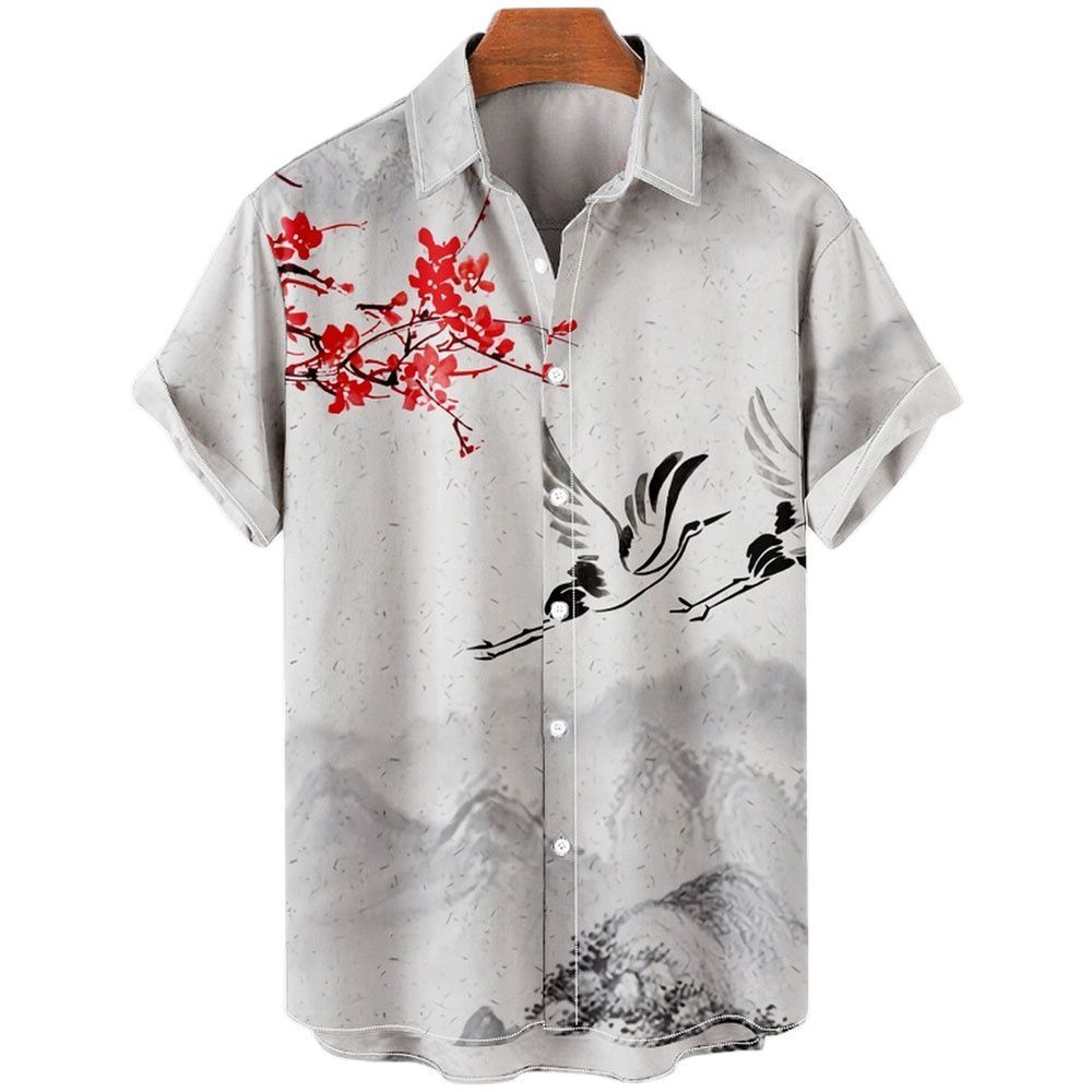 Men's Casual Shirts Men Summer Baggy Hawaiian Short Sleeved Shirt Tops Beach Shirts Clothing Oversized Casual Vintage 3D Printed Clothes 230314