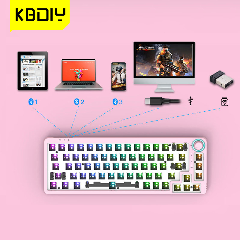 TM680 Mechanical Keyboard Kit Hot Swap Wireless Bluetooth RGB Backlit Gamer 60% Keyboard For Cherry Gateron Kailh Switch