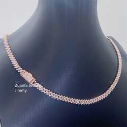 necklace moissanite chain Pendant Necklaces Pass Diamond Tester 5mm Width One Row 925 Sterling Silver Vvs Moissanite Diamond Cuban Link Chain Necklace