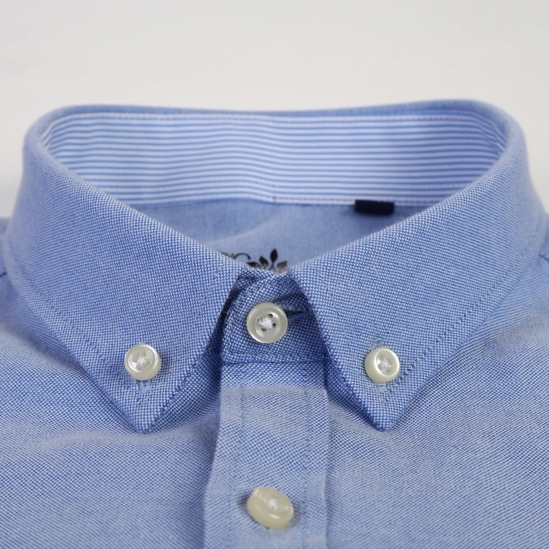 Men's Casual Shirts S-7XLCotton Oxford Men's Long Sleeve Plain Casual Shirt Men's Pocket Regular Fit Button Work Men's Shirt 23040