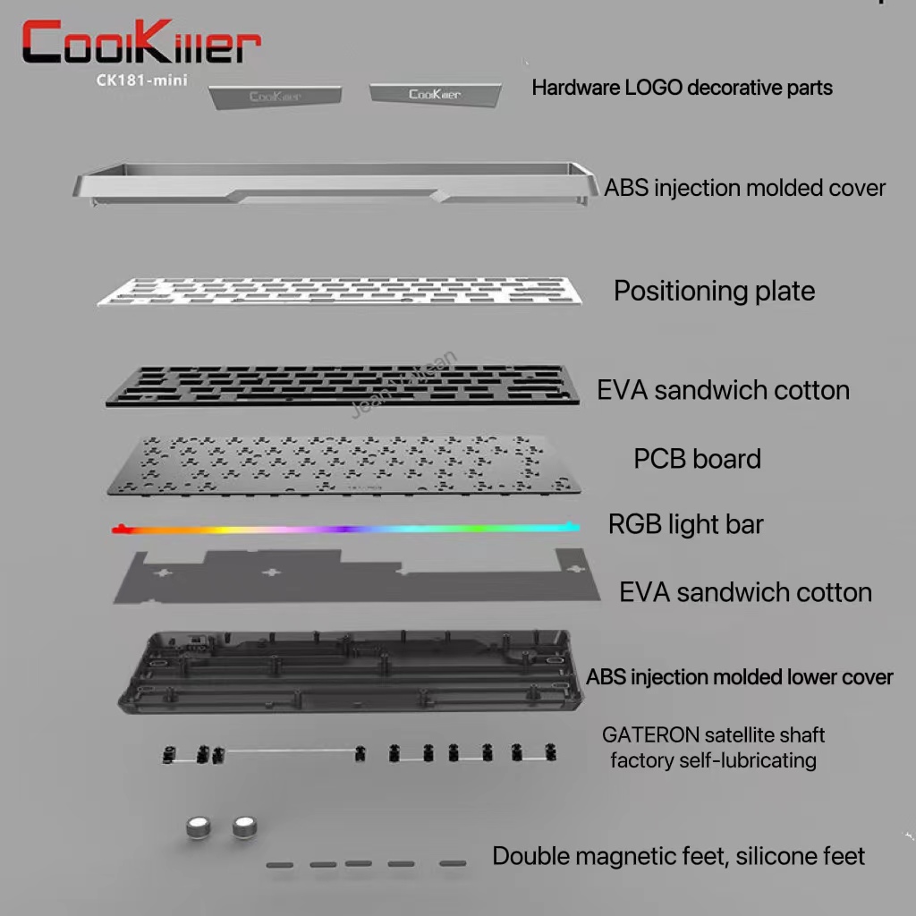Coolkiller DIY 61 Key Game Mechanical Keyboard with Hotswap OEM RGB Lighting Effect Coiled Cable Ergonomics Mini Wired Keyboard