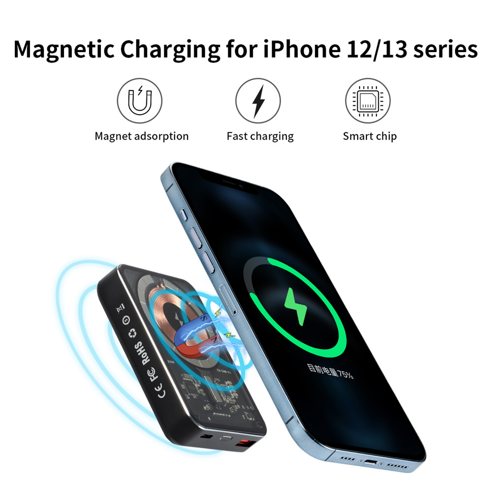 10000mAh 22.5W Power Banks Fast Magnetic Wireless Chargers For iPhone 13 12 11 Pro Max magsafe Xiaomi PD 20W transparent style
10000mAh 22.5W Power Banks Fast Magnetic Wireless Chargers For iPhone 13 12 11 Pro Max magsafe Xiaomi PD 20W transparent style