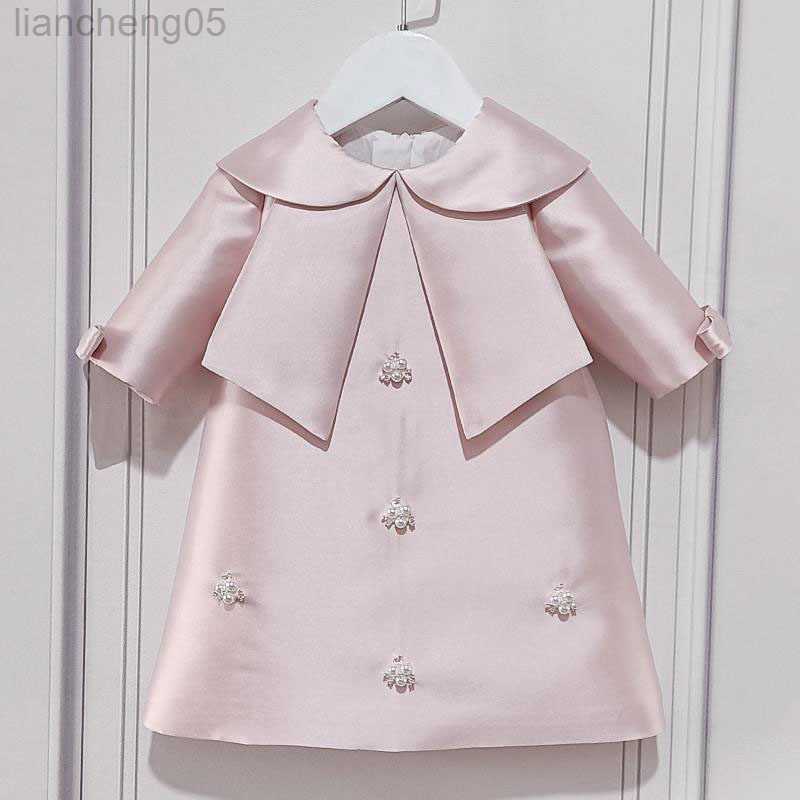 Girl's Dresses Girls Party Dresses Long Sleeve Pearl Princess 1 Year Birthday Dress For Baby Girl 1st Baptism Dress Wedding Girl Gown Vestidos W0314