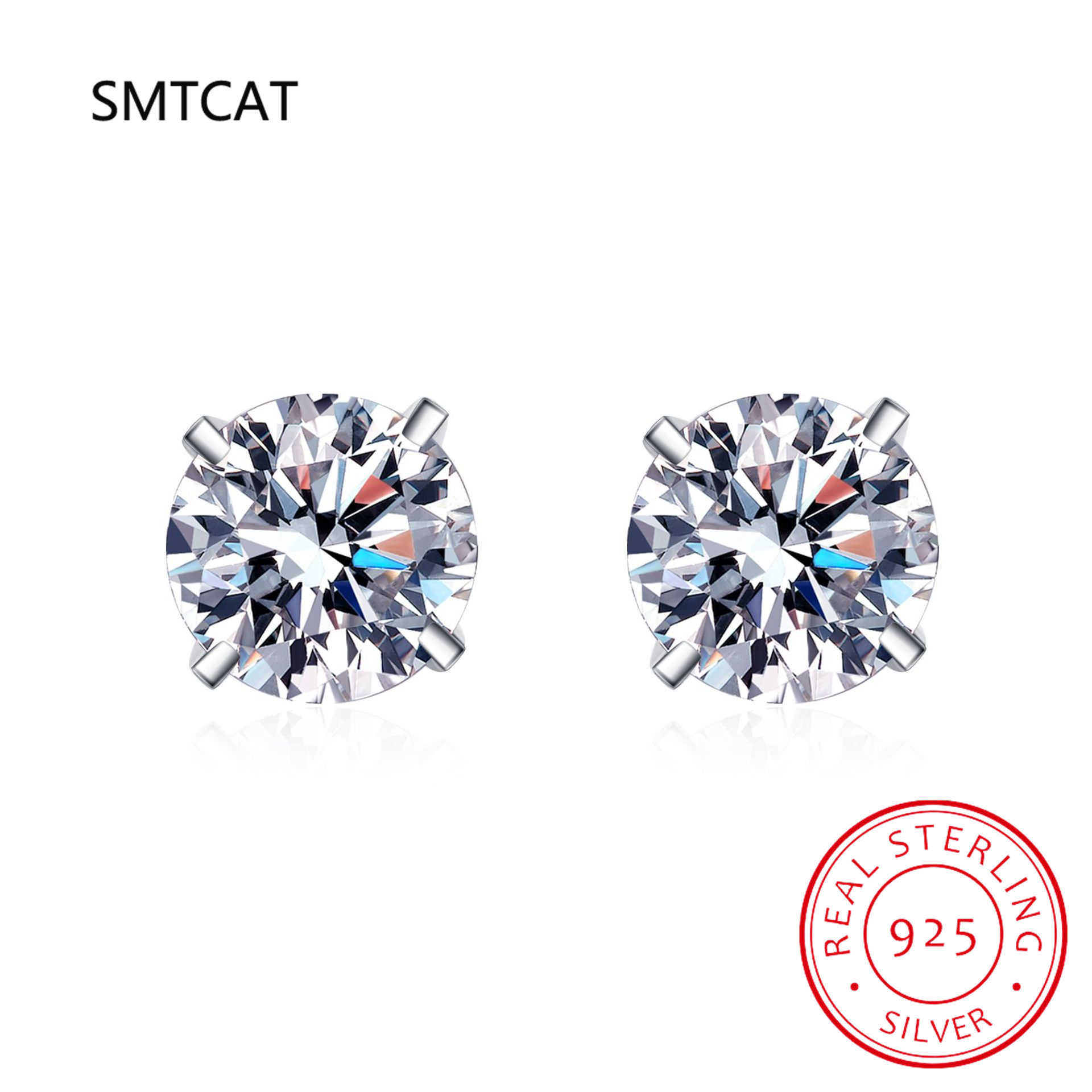 Charm Certified 2ct D Color Moissanite Studs Earrings for Women White Gold S Sterg Sier Brilliant Lab Dia Earring AA230311