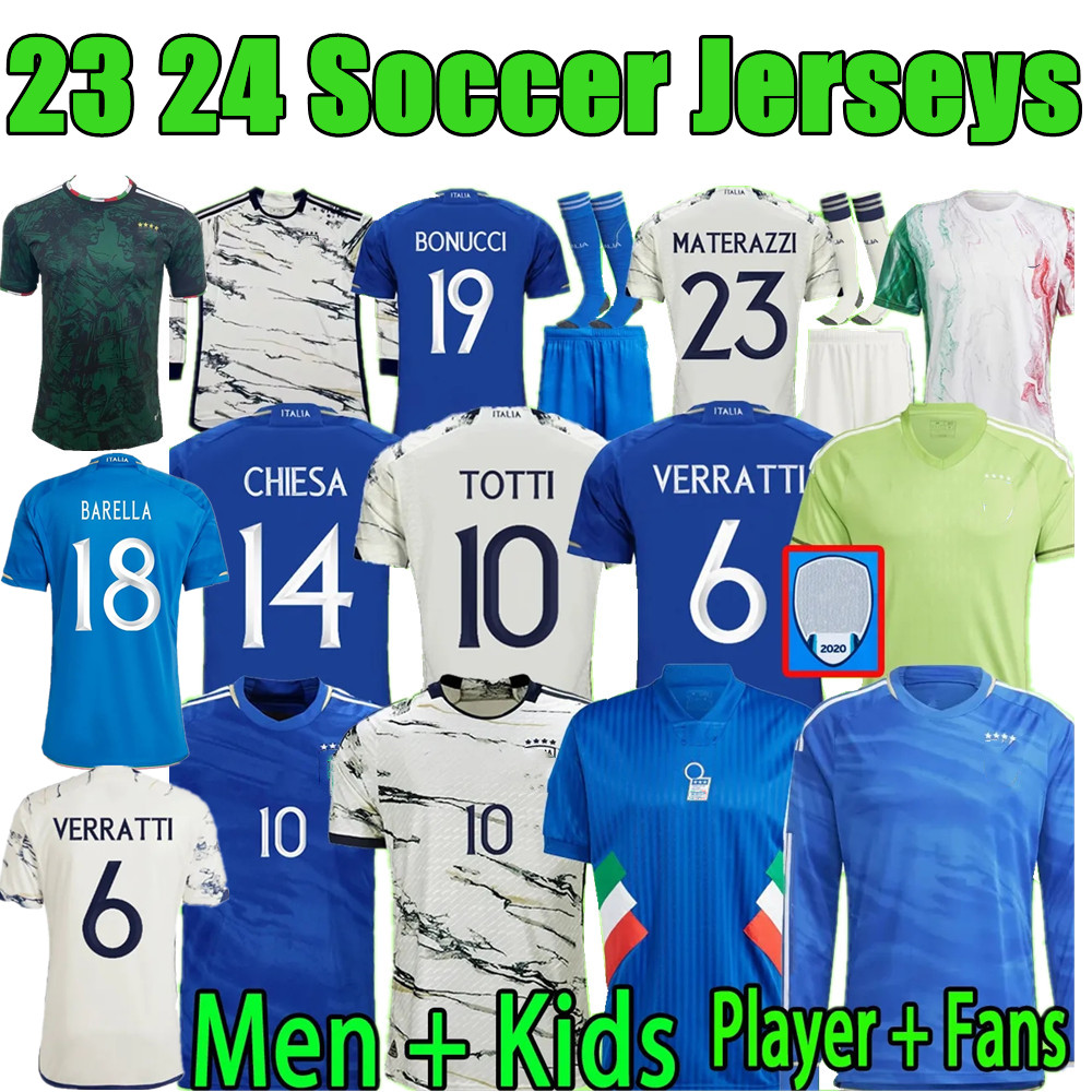 2024 Italys soccer jerseys Italia 23 24 25 Fans Player version VERRATTI CHIESA GNONTO football Shirt LORENZO PINAMONTI POLITANO Men kids kit GRIFO SCAMACCA IMMOBILE