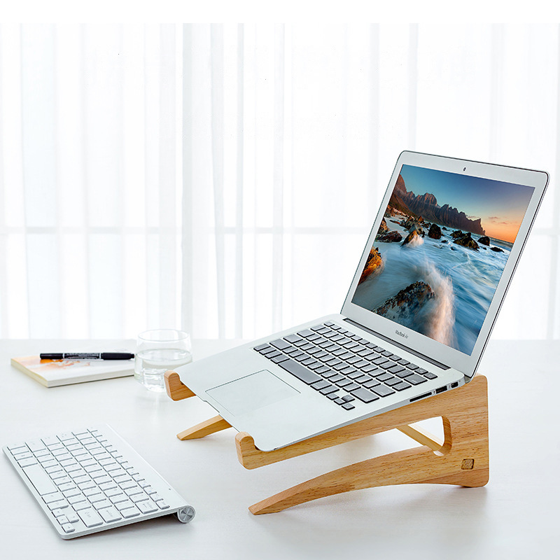 Wooden Laptop Stand Desk Computer Riser Ergonomic Notebook Holder for MacBook Pro Air 11-16Inches Portable