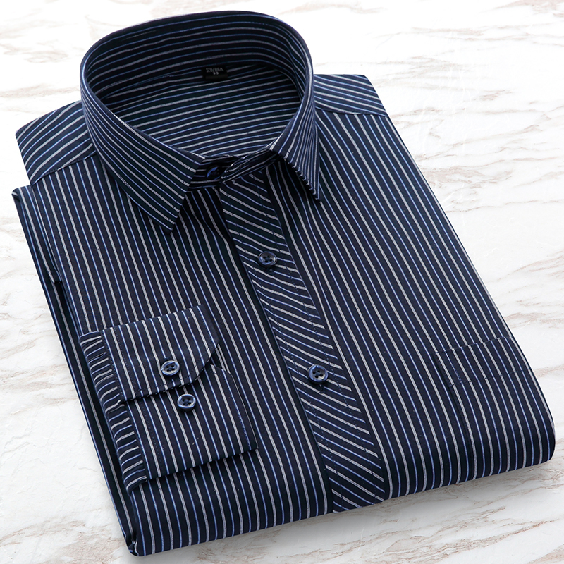 Men's Casual Shirts Plus Large Size S-8XL Mens Casual Business Long Sleeved Shirt Classic Plaid Striped Male Social Dress Oversized Shirts 230314