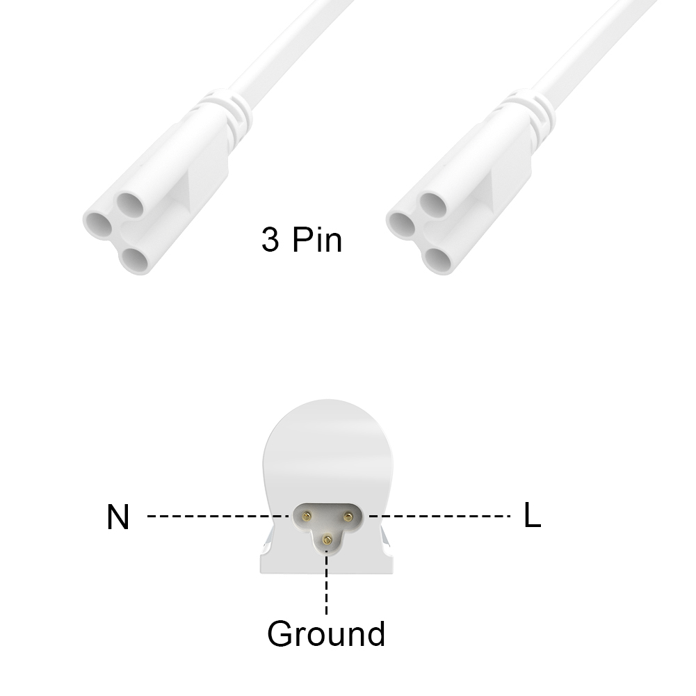 led accessory wire t8 t5 1ft 2ft 3ft 4ft 5ft Cable for Integrated T8 T5 led tubes lights Connector CE ROHS UL DLC cable cords Extension Power Plug No 