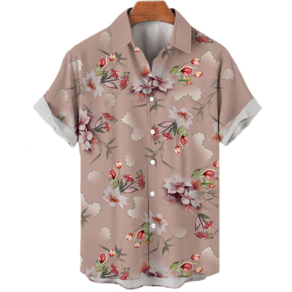 Men's Casual Shirts Men Summer Baggy Hawaiian Short Sleeved Shirt Tops Beach Shirts Clothing Oversized Casual Vintage 3D Printed Clothes 230314