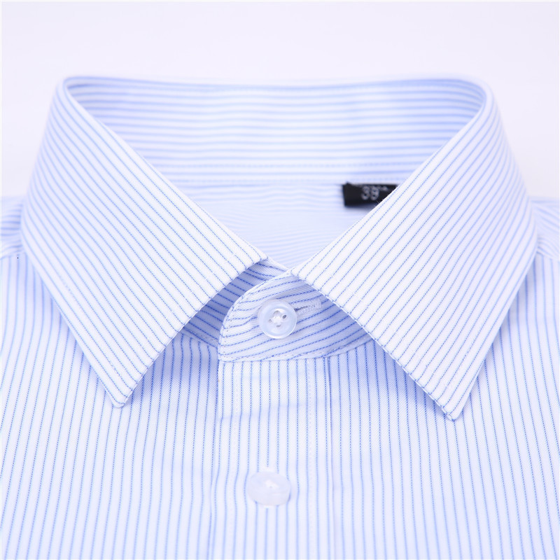 Men's Casual Shirts High Quality Non-ironing Men Dress Long Sleeve Shirt Solid Male Plus Size Regular Fit Stripe Business Shirt White Blue 230314