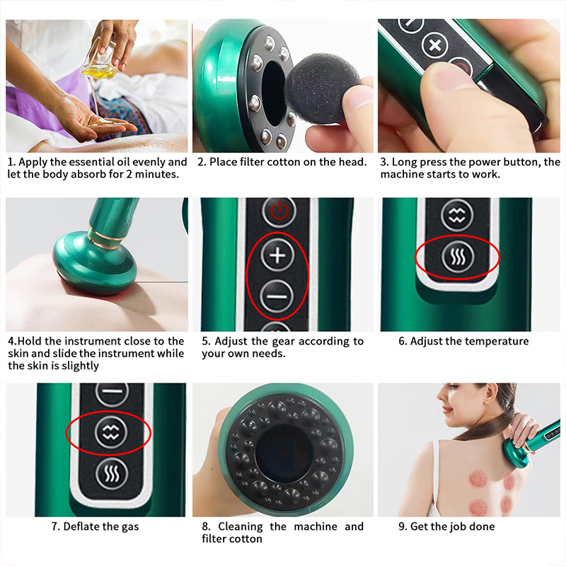 Full Body Massager Electric Vacuum Cupping Massager Suction Cup GuaSha Anti Cellulite Beauty Health Scraping Infrared Heat Slimming Massage Therapy 23