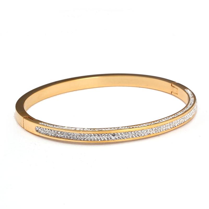 Bangle Stainless Steel Women Gold Bangles Bracelets CZ Cystals Cuff Wristband Bracelet For Trendy Femme Jewelry GiftBangle
Bangle Stainless Steel Women Gold Bangles Bracelets CZ Cystals Cuff Wristband Bracelet For Trendy Femme Jewelry GiftBangle