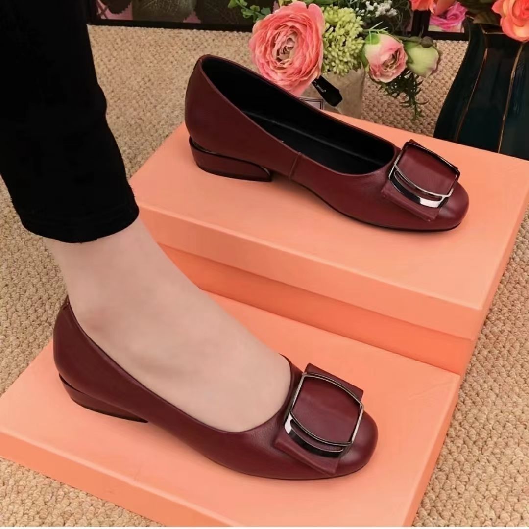 Dress Women Flats Casual Solid Color Slip On Lady Square Heel High Quality New Comfort Party Wedding Office Shoes atos Mujer 230314