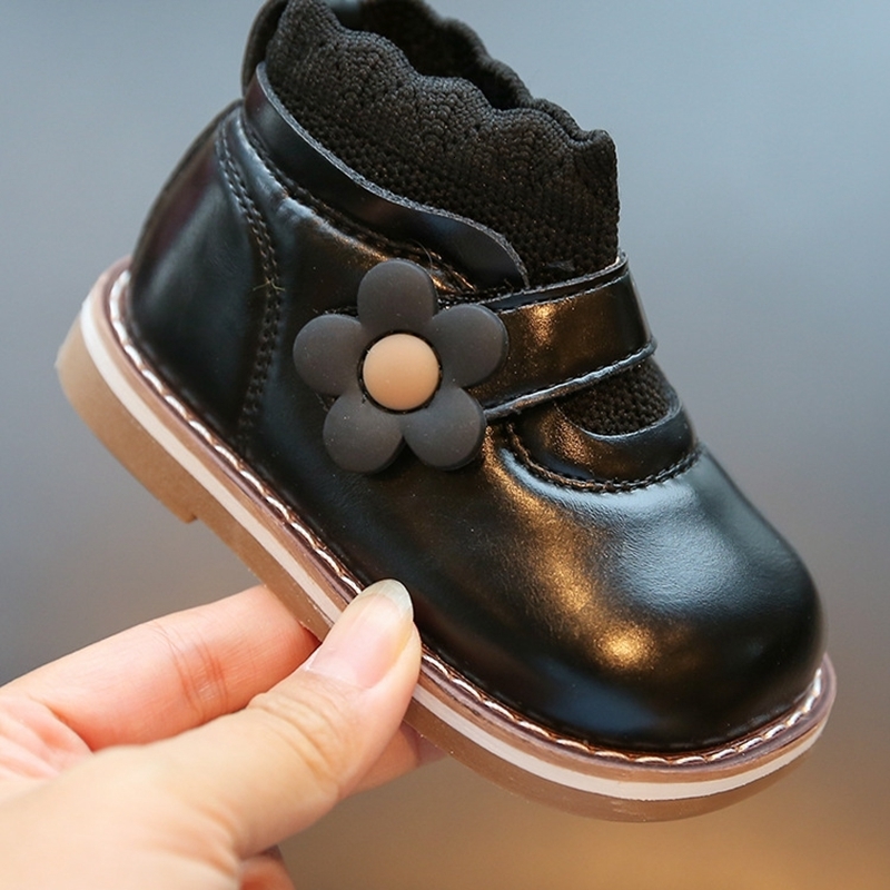 First Walkers 11.5-15.5cm Spring Boots For Toddler Girls Solid Flower Sock Ankle Boots For 0-3years Old Children Girls Little Princess Shoes 230314