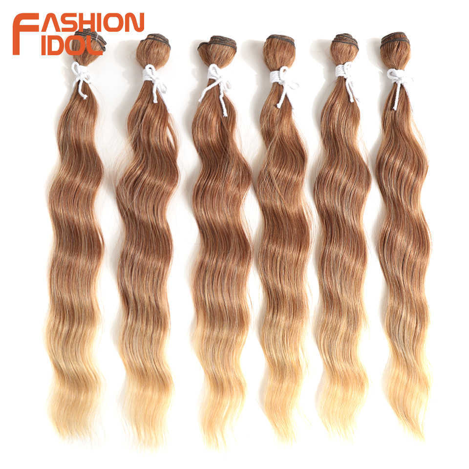 Synthetic Wigs Fashion Idol Water Wave Hair Bundles Synthetic Ombre Blonde Weave 6pcs/pack 20 Inch 230227 Hair Wigs