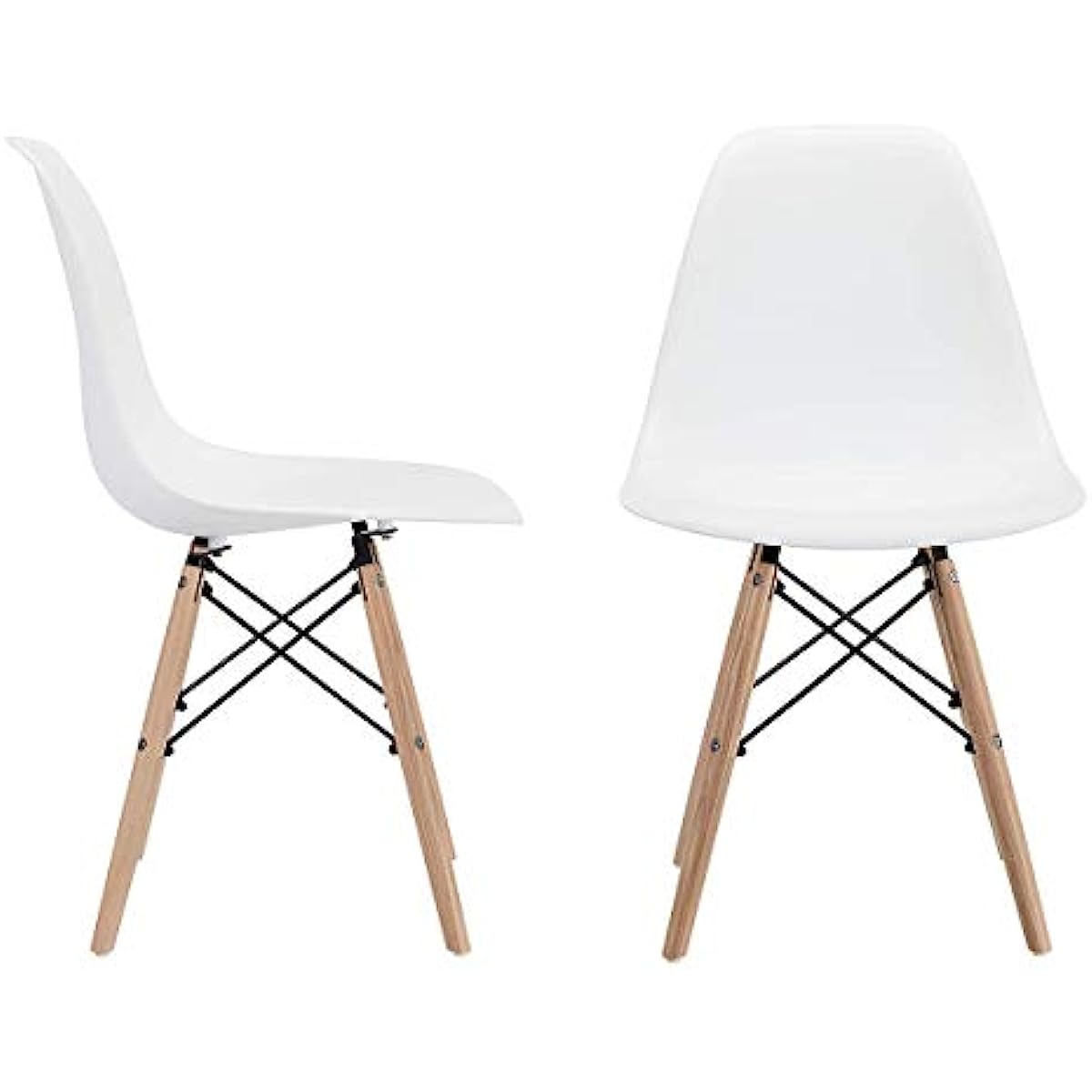 CangLong Modern Mid Century Dining Chair Shell Lounge Plastic DSW Chair with Natural Wooden Legs for Kitchen Dining Bedroom Living Room Side Chairs Se