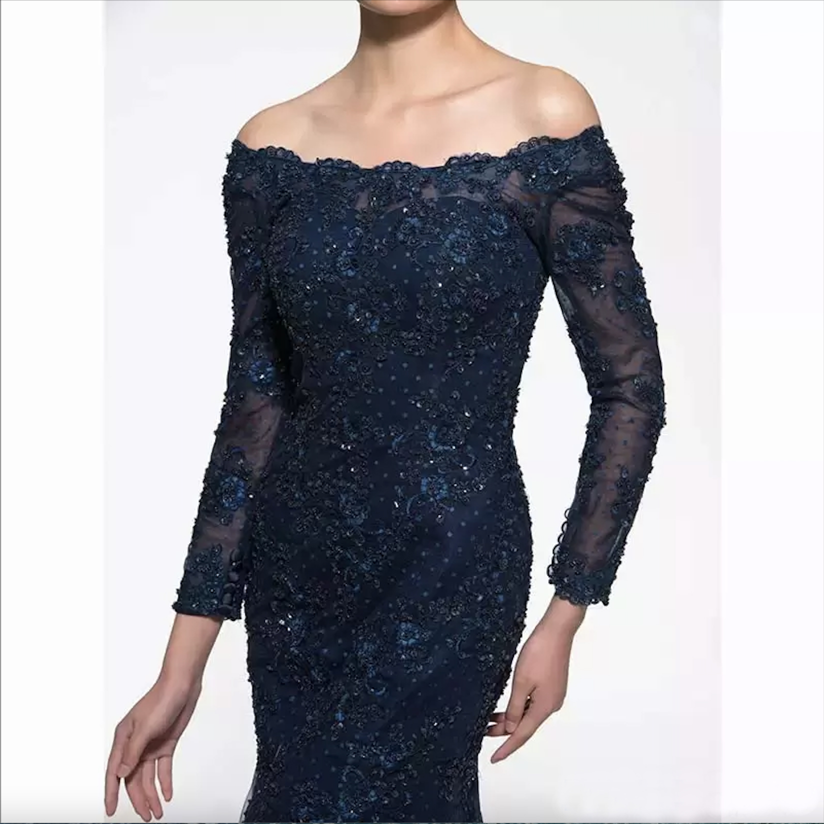 Lace Mermaid Mother of the Bride Dresses with Long Sleeves Appliques Beaded or Length Formal Evening Gowns