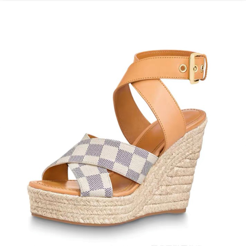 Women Designer Sandals Starboard Wedge Sandals Espadrilles Leather High Heels With Adjustable Buckle Wedding Dress Lady Platform Shoes 35-41 With Box 378, 12
Women Designer Sandals Starboard Wedge Sandals Espadrilles Leather High Heels With Adjustable Buckle Wedding Dress Lady Platform Shoes 35-41 With Box 378, 12