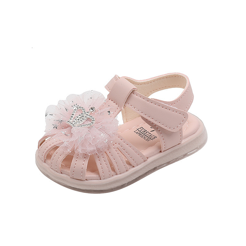 First Walkers Summer Girls Toes Wrapped Kids Sandals for Party Wedding Pink Simple Versatile Casual Children Baby First Walker Shoes 230314