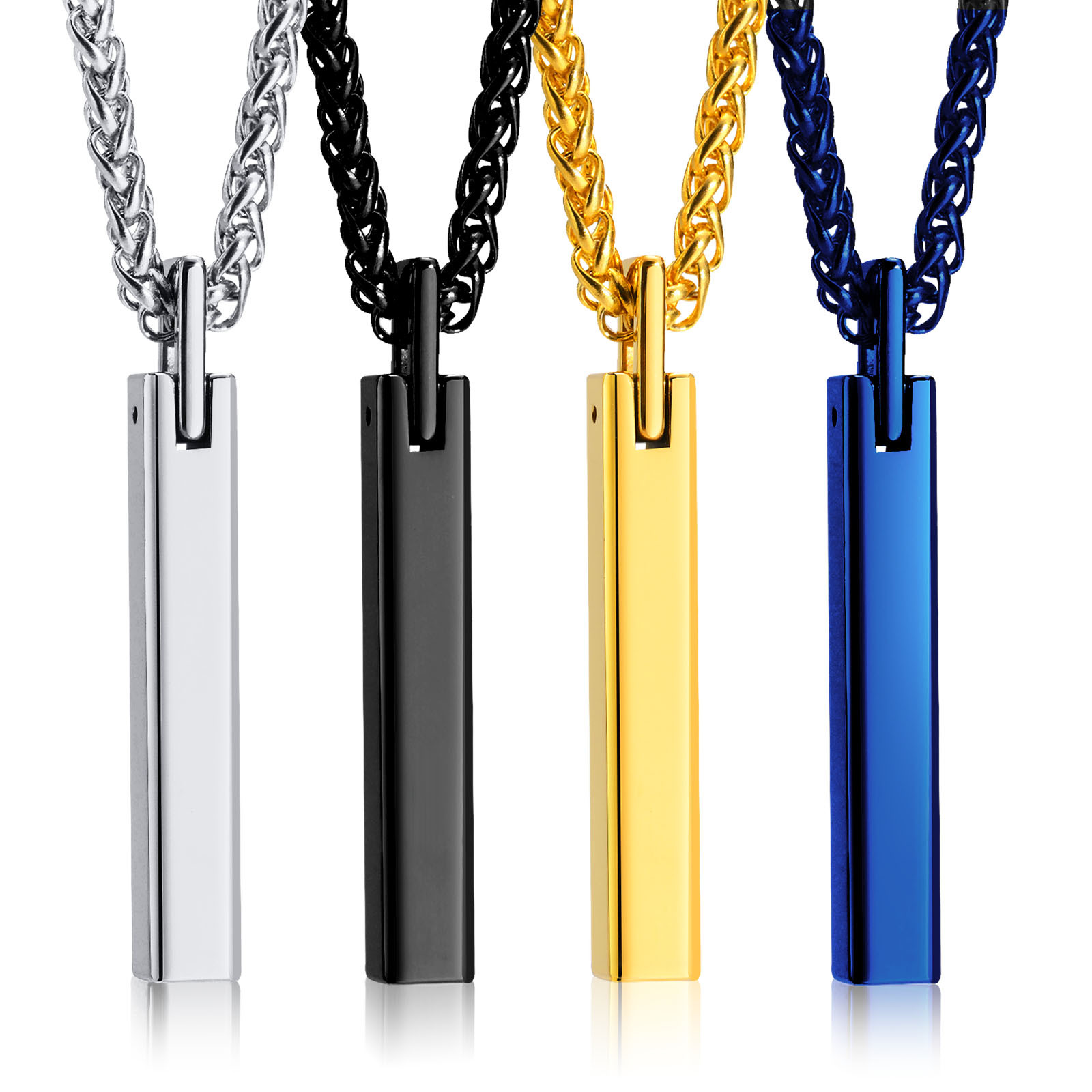 Men's Tungsten Steel Necklace Plain Long Bar Strip Pendant Chain Smooth Charm 3mm 24inch Choose Four Color Perfect Gift for Male Friends
Men's Tungsten Steel Necklace Plain Long Bar Strip Pendant Chain Smooth Charm 3mm 24inch Choose Four Color Perfect Gift for Male Friends