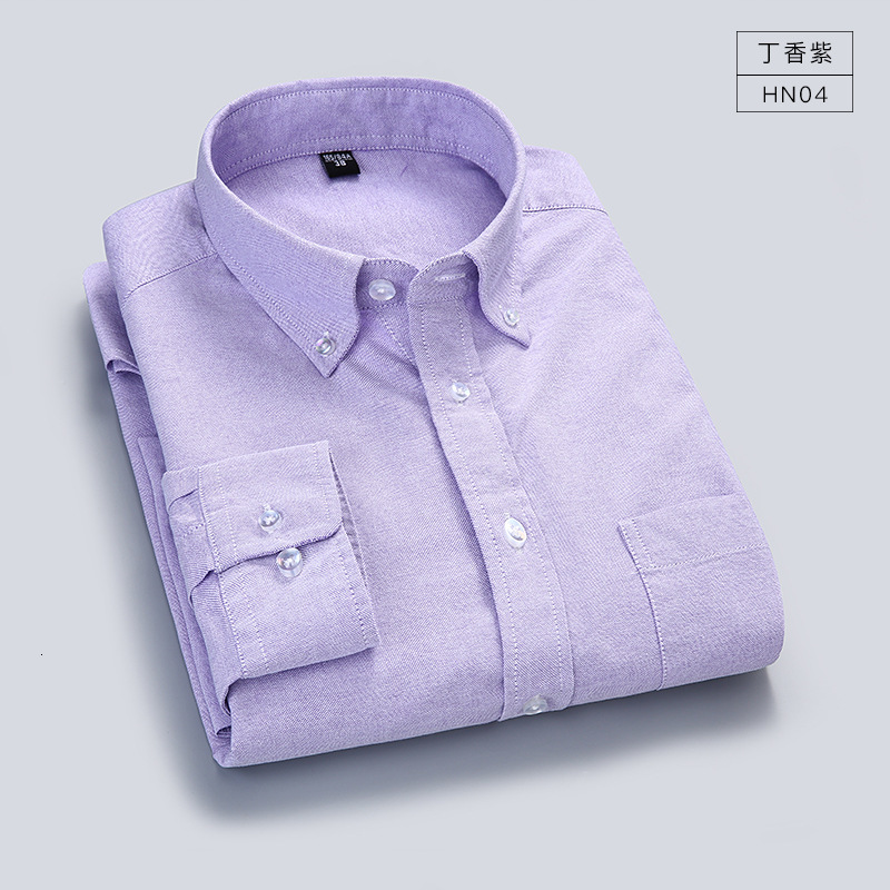 Men's Casual Shirts Quality 100% Cotton Oxford Shirt Men's Long Sleeve Casual Comfortable Breathable Button Pocket Men Solid Dress Shirts 23
