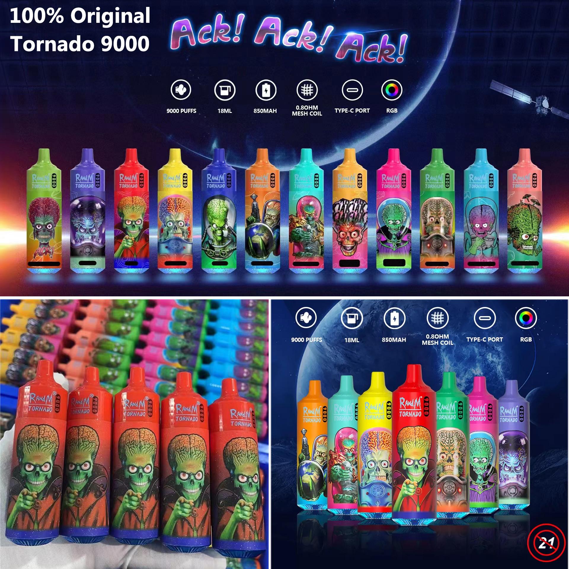 Original RandM Tornado 9000 Puffs Disposable E-cigarettes Features 18ml Vape 0/2/3/5% Rechargeable 850mAh Integrated Battery Associated
Original RandM Tornado 9000 Puffs Disposable E-cigarettes Features 18ml Vape 0/2/3/5% Rechargeable 850mAh Integrated Battery Associated