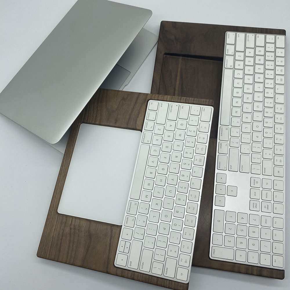 Wrist Rest for iMac 2021 Magic Trackpad 2 Keyboard with Touch ID Numeric Walnut Wooden Stand Station Bracket Accessories