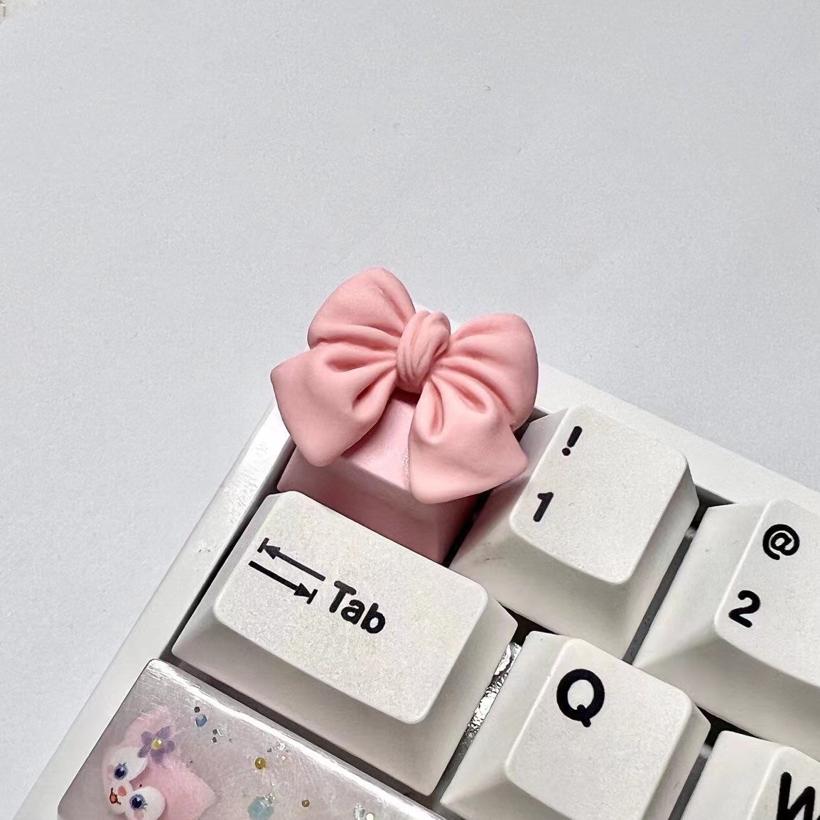 New Bowknot Cute Esc Keycap Oem Kawaii Pink White Keycaps Girl Woman for Profile Cherry Mx Switch Mechanical Keyboard