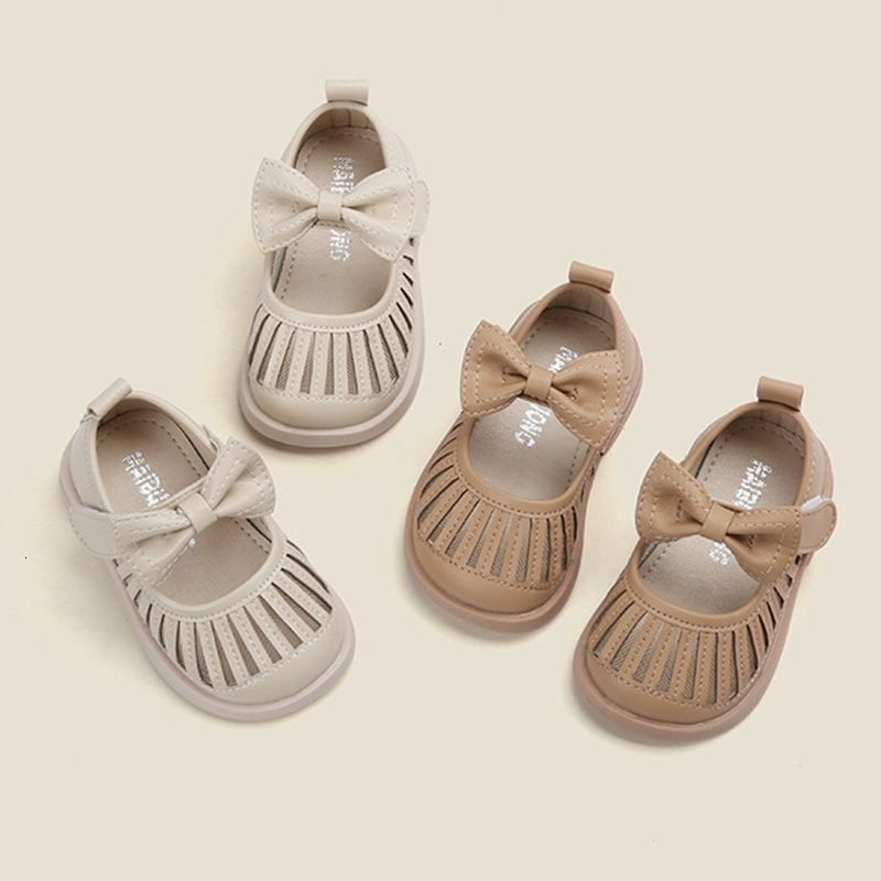First Walkers 11.5-15cm Spring Shoes For 0-3Years Toddler Girls Solid Hollow Fashion Leather Shoes For Baby Birthday Wedding Party 230314