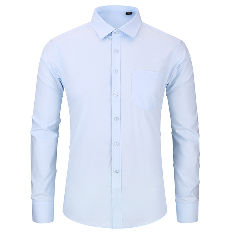 Men's Casual Shirts High Quality Non-ironing Men Dress Long Sleeve Shirt Solid Male Plus Size Regular Fit Stripe Business Shirt White Blue 230314