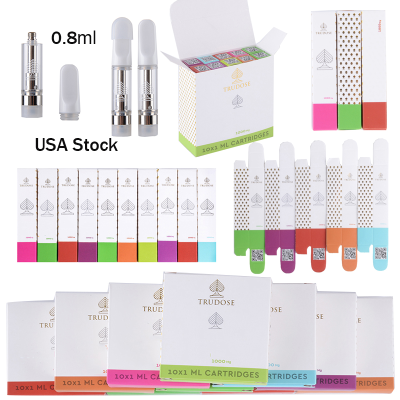 Trudose Atomizers Empty Vape Cartridges 0.8ml White Tip Carts with Packaging Boxes For Thick Oil Glass Tank Dab Pen Wax Vaporizers Electronic Cigarettes
Trudose Atomizers Empty Vape Cartridges 0.8ml White Tip Carts with Packaging Boxes For Thick Oil Glass Tank Dab Pen Wax Vaporizers Electronic Cigarettes