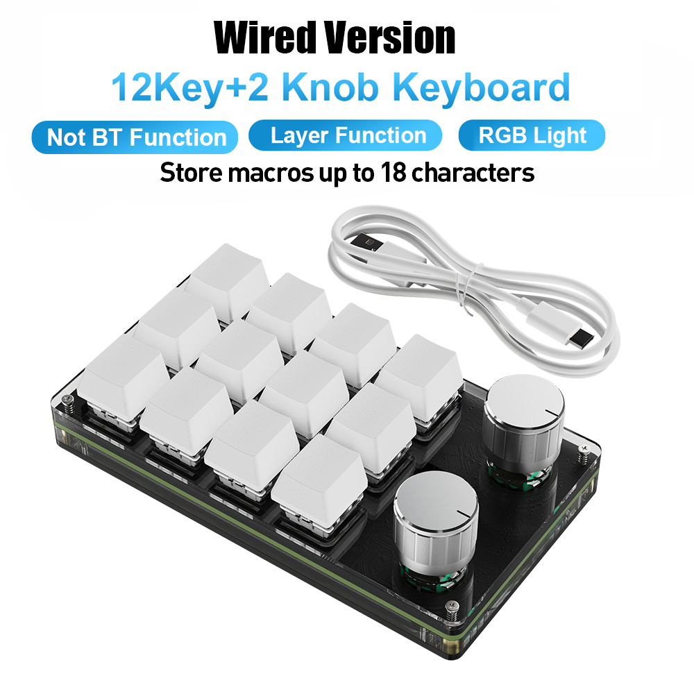Store Macros Up to 18 Characters Hotswap Keyboard Knob Programming Gaming Keypad Mechanical Red Switch Wired 12 Key