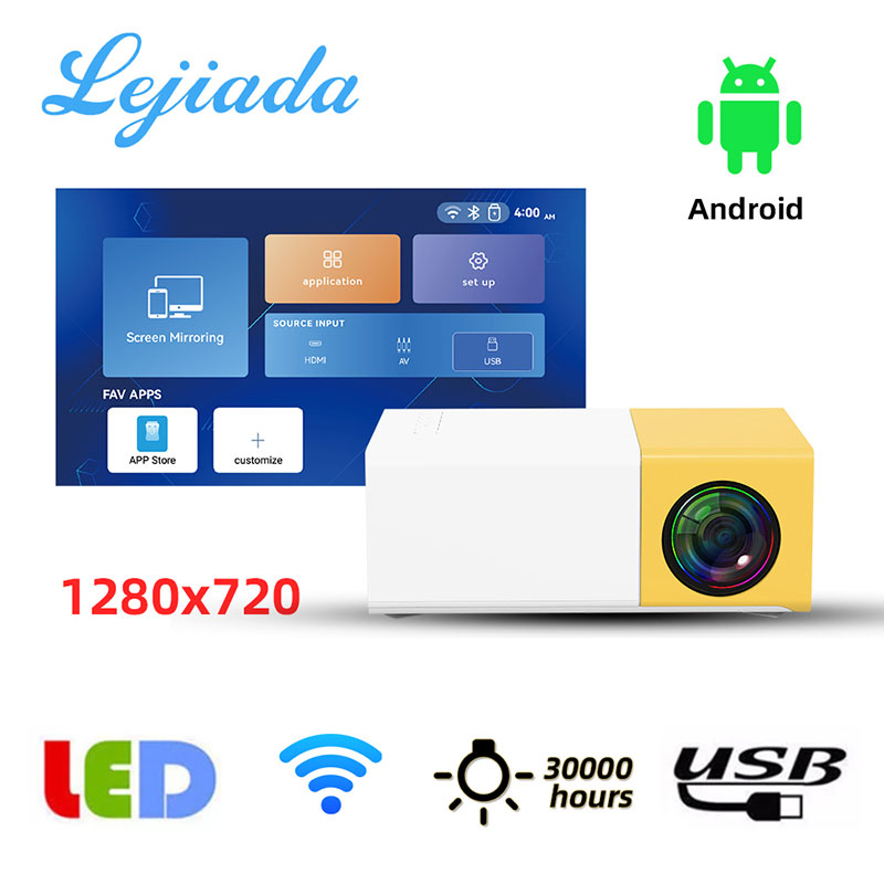 LEJIADA NEW YG300 Plus Android System Portable Mini Projector 1280x720 Resolution Support WIFI Bluetooth Multimedia Video Player
LEJIADA NEW YG300 Plus Android System Portable Mini Projector 1280x720 Resolution Support WIFI Bluetooth Multimedia Video Player