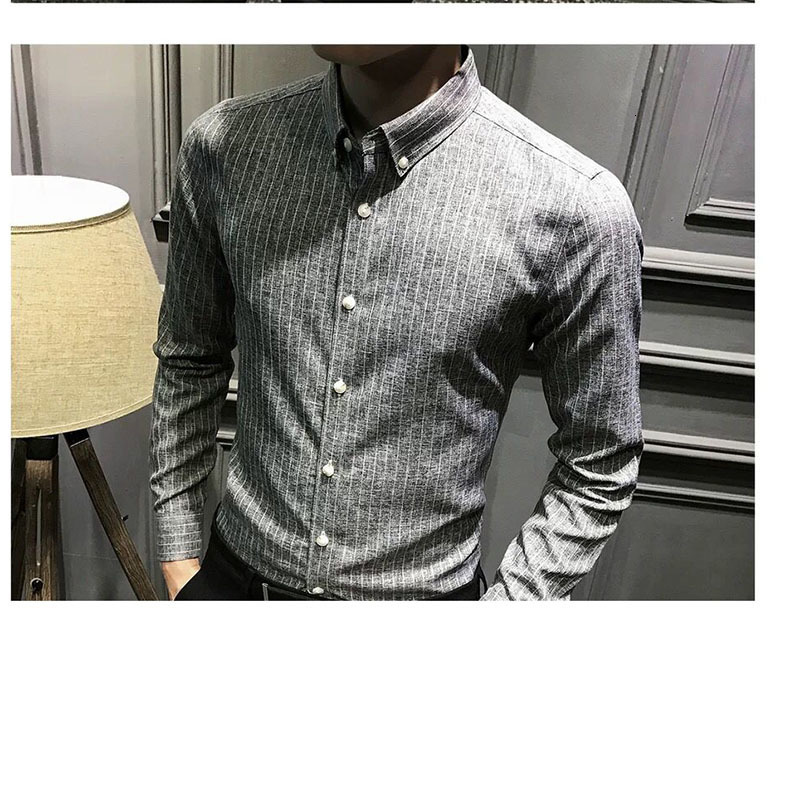 Men's Casual Shirts Fashion Printed Lapel Button Casual Striped Shirt Men's Clothing Autumn Korean Oversized Loose Tops All-match ShirtS 230