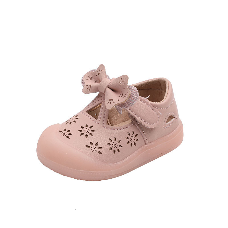 First Walkers Baby Girl Princess Shoes Hollow Breathable Spring and Autumn Toddler Soft Bottom0-2 Years Old Baby Leather Shoes Summer Children 230314