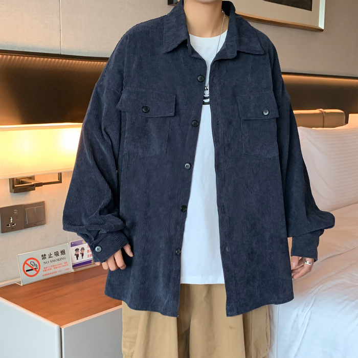 Men's Casual Shirts Men's Corduroy Long Sleeve Shirts Autumn Korean Shirt Woman Fashion Casual Oversize Shirt Men Clothing 230314