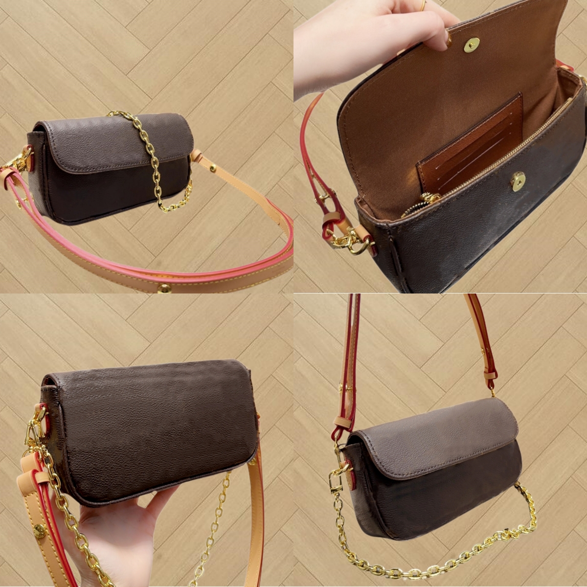 Shoulder Bag M81911 IVY WALLET ON CHAIN Designer Lady Clutch Evening Flap Bag Purse Handbag Tote Hobo, Brown with flowers
Shoulder Bag M81911 IVY WALLET ON CHAIN Designer Lady Clutch Evening Flap Bag Purse Handbag Tote Hobo, Brown with flowers