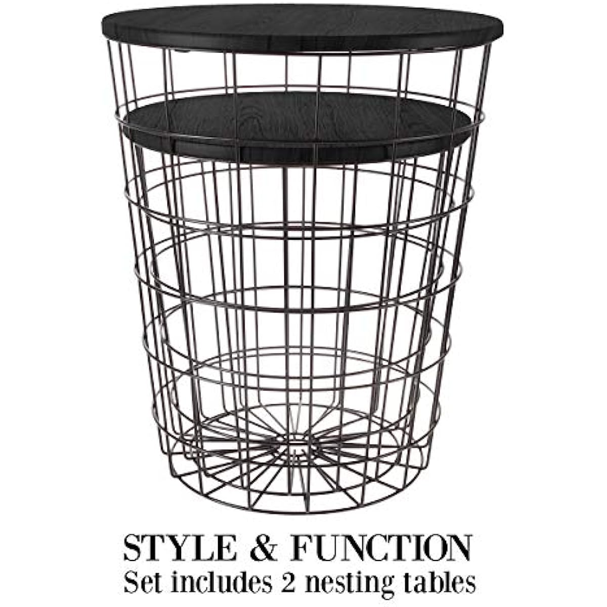 Lavish Home Nesting End Tables with Storage (Black)