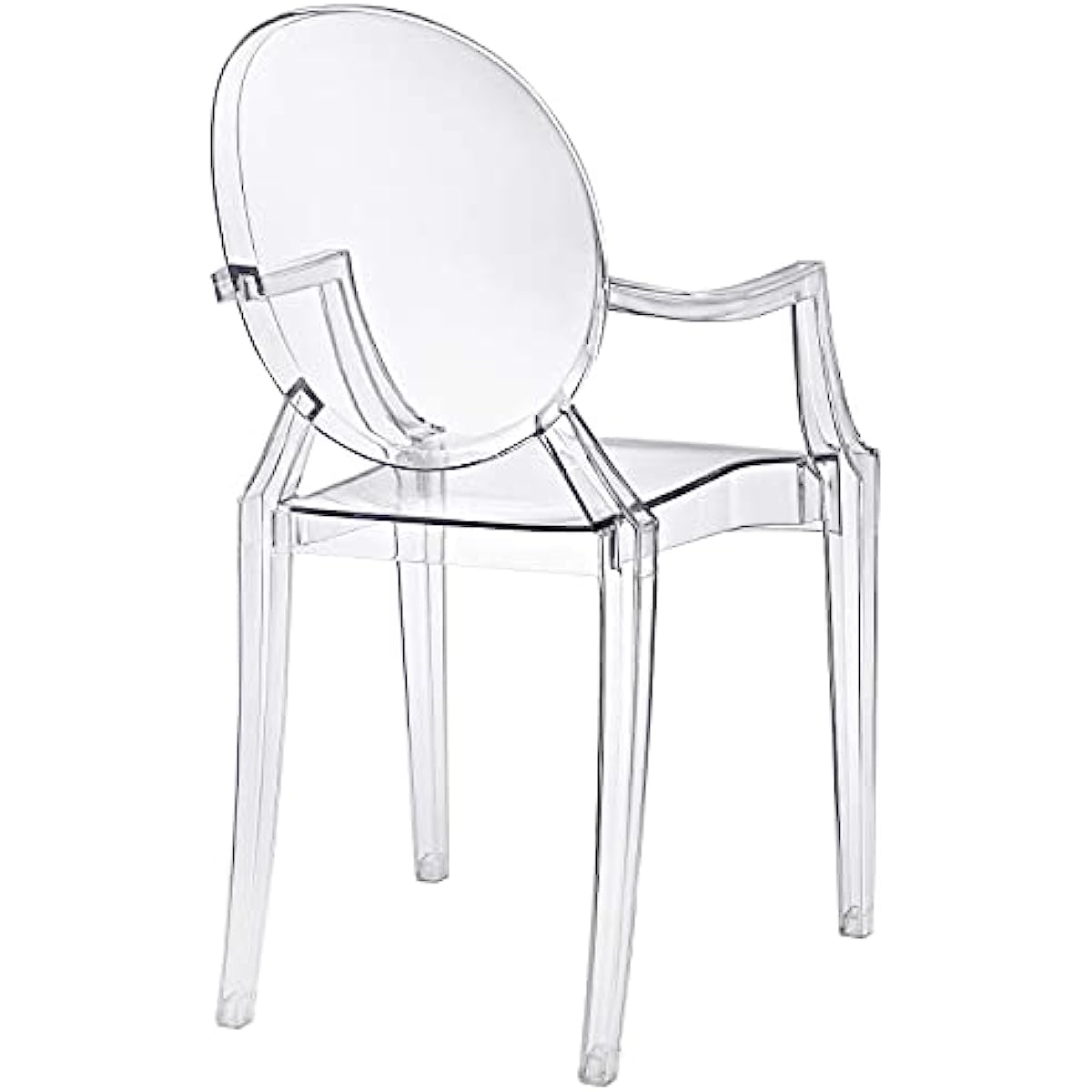 Modway Casper Modern Acrylic Stacking Kitchen and Dining Room Arm Chair in Clear Fully Assembled