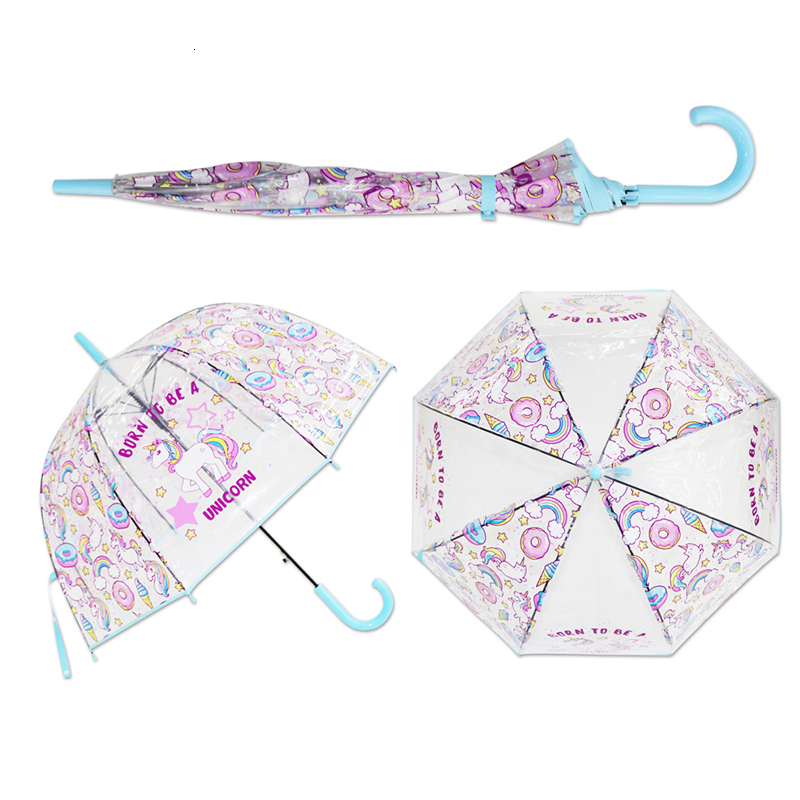 Umbrellas Laser Umbrella Unicorn Kids Cartoon Umbrellas Rainbow Film Colour Changing Umbrella Children Transparent Umbrellas Drop 230314